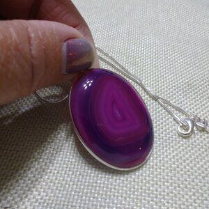 Beautiful PURPLE BOTSWANA AGATE Handmade Sterling 925 Pendant/Chain #284C